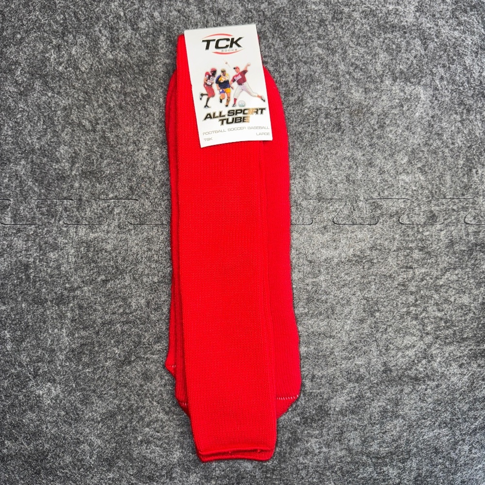 TCK All Sport Tube Socks Team Football Soccer Baseball Softball Red Large